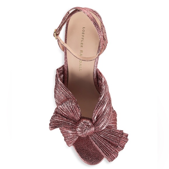 Loeffler Randall pink metallic Camellia Pleated Bow Heel - Picture 3 of 7